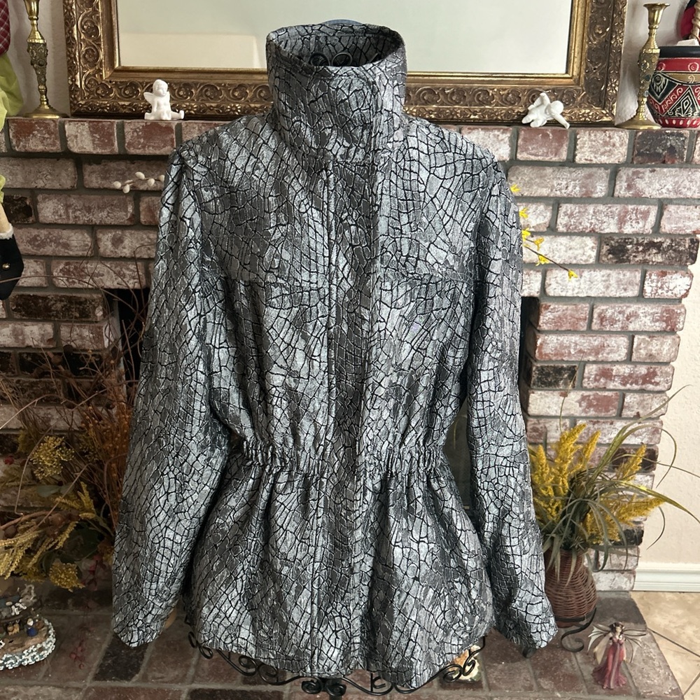 Vintage Rafaela Mock Crocodile Print Short Trench Jacket Sz 8